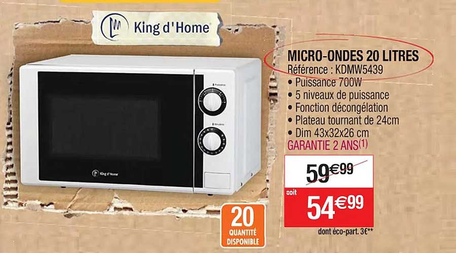 micro-ondes 20 litres king d'home