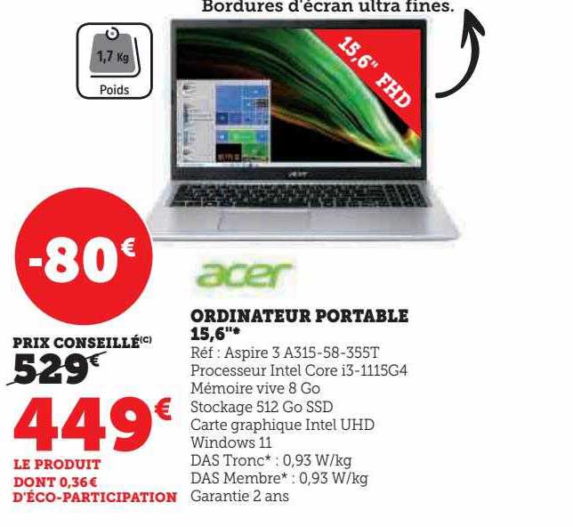Ordinateur Portable 15,6" Acer