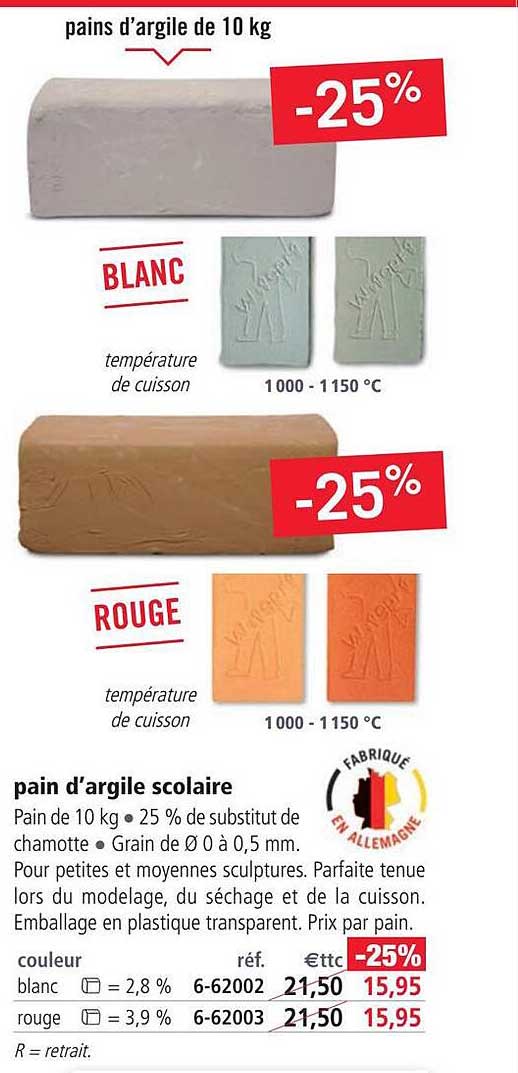 pain d'argile scolaire