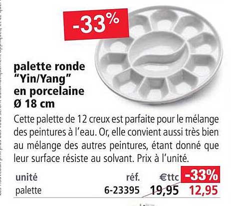 palette ronde "yin/yang" en porcelaine ø18 cm