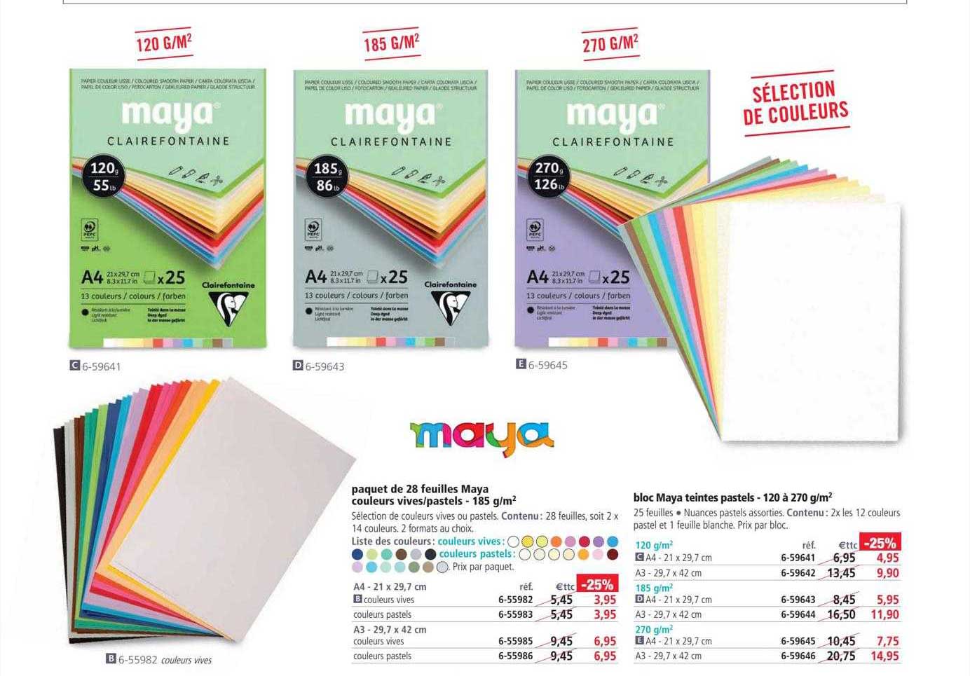 paquet de 28 feuilles maya couleurs vives/pastels, bloc maya teintes pastels