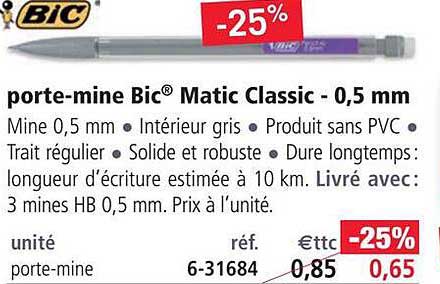 Porte-mine Bic Matic Classic - 0,5 Mm