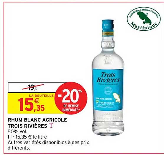rhum blanc agricole trois rivières