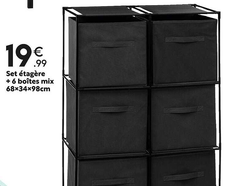 Set étagère + 6 Boîtes Mix 68 X 34 X 98 Cm