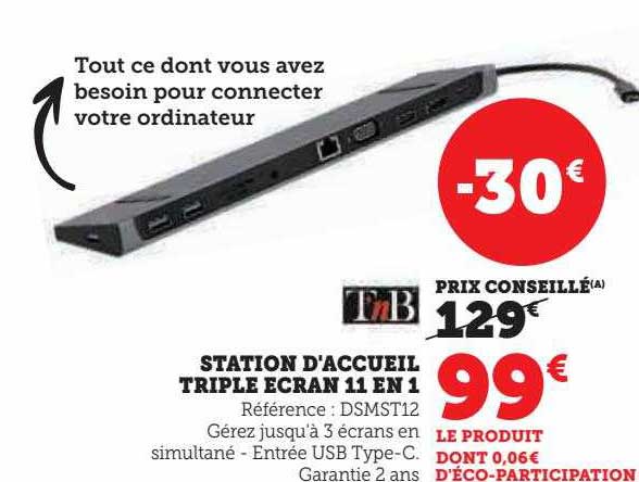 station d'accueil triple écran 11 en 1 tnb