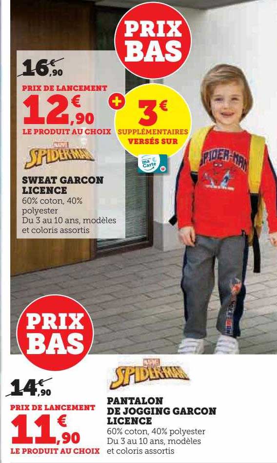 Sweat Garçon Licence Spider-man, Pantalon De Jogging Garçon Licence Spider-man