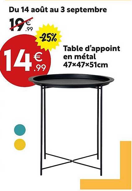 Table D'appoint En Métal 47 X 47 X 51 Cm