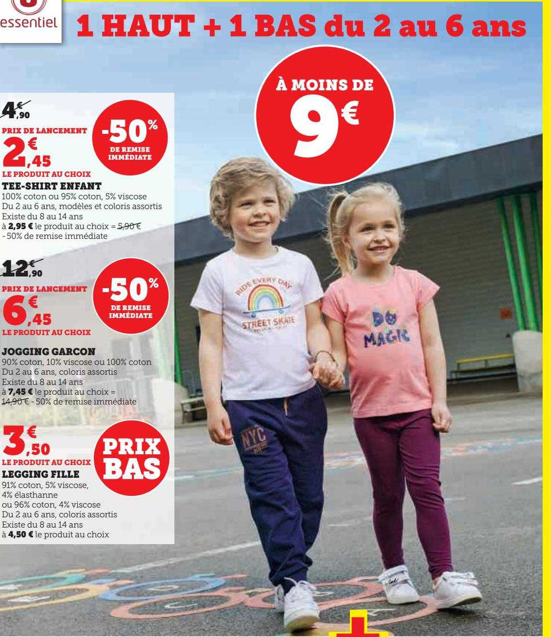 tee-shirt enfant, jogging garçon, legging fille