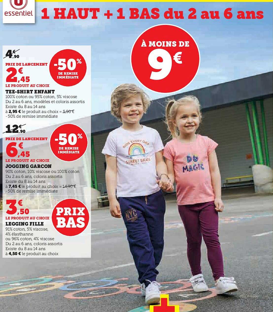 tee-shirt enfant, jogging garçon, legging fille