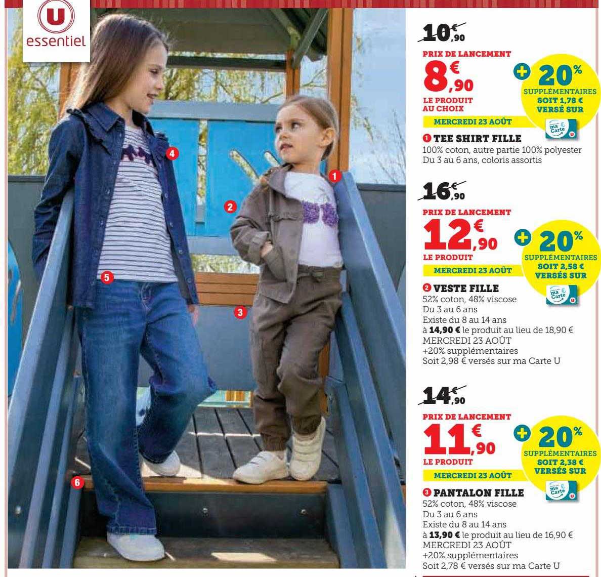 tee-shirt fille, veste fille, pantalon fille