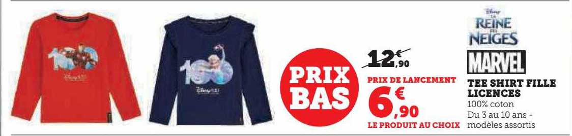 tee-shirt fille licences la reine des neiges