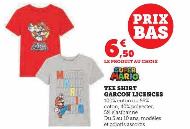 tee-shirt garçon licences super mario