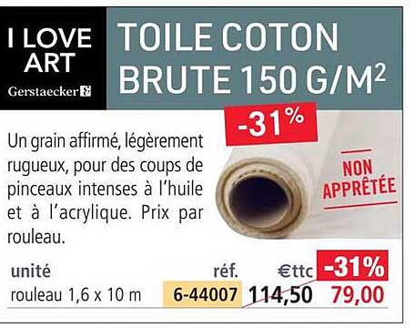 toile coton brute 150 g/m²