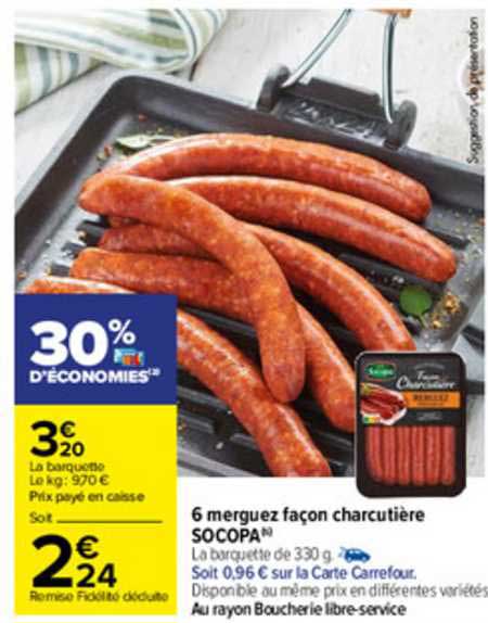 6 merguez façon charcutière socopa