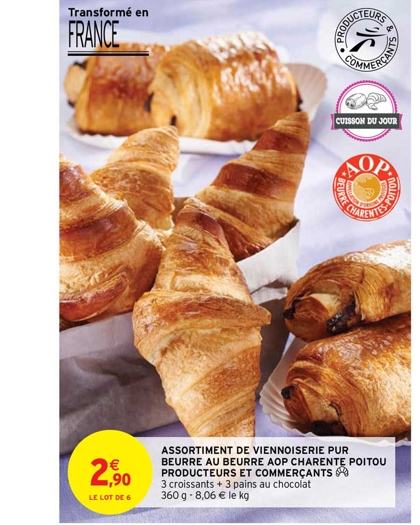 assortiment de viennoiserie pur beurre au beurre aop charente poitou producteurs et commerçants