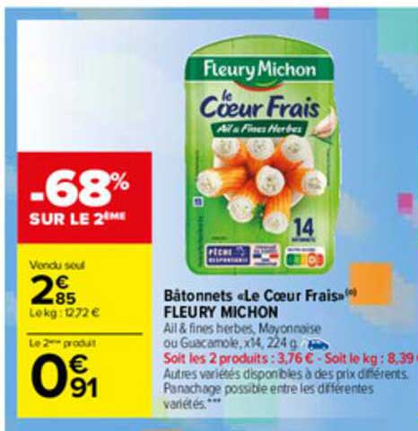 bâtonnets «le coeur frais» fleury michon