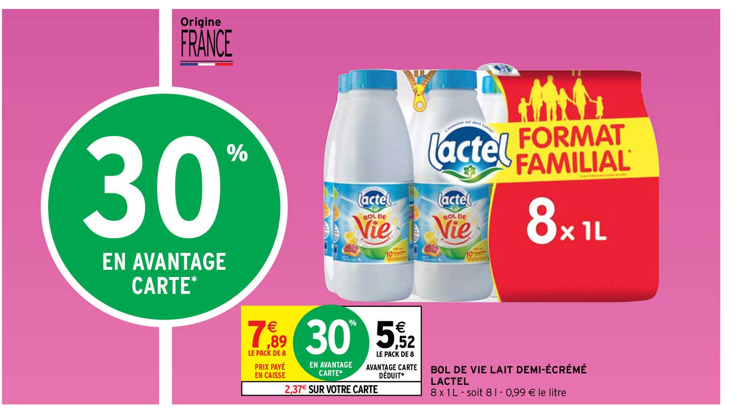 bol de vie lait demi-écrémé lactel