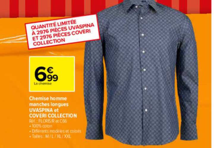 chimise homme manches longues uvaspina et coveri collection
