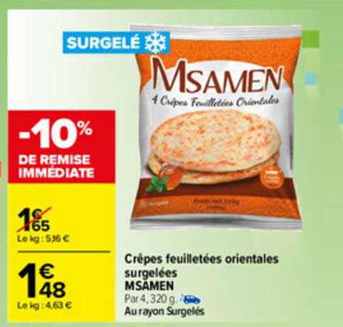 Crêpes Feuilletées Orientales Surgelées Msamen