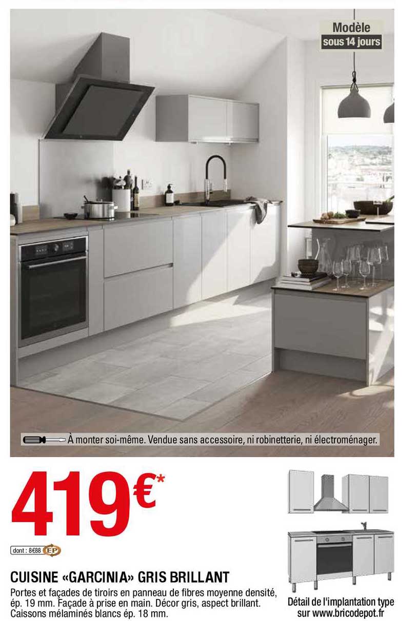 cuisine «garcinia» gris brillant