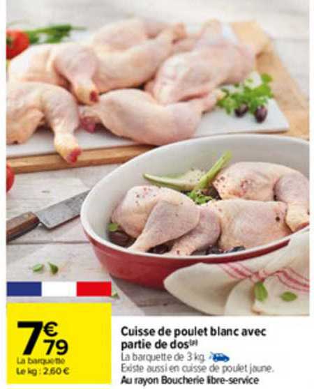 cuisse de poulet blanc avec partie de dos