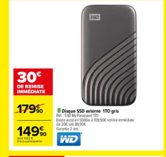 disque ssd externe 1to gris wd