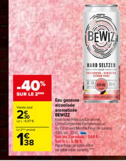 eau gazeuse alcoolisée aromatisée bewizz