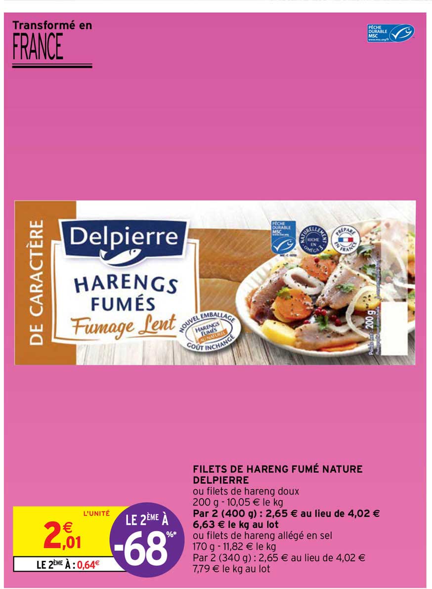 Filets De Hareng Fumé Nature Delpierre