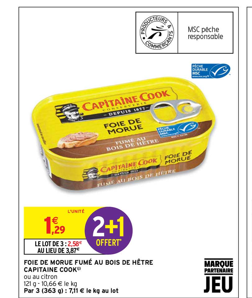 foie de morue fumé au bois de hêtre capitaine cook