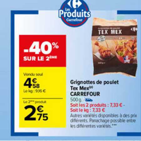 grignottes de poulet tex mex carrefour