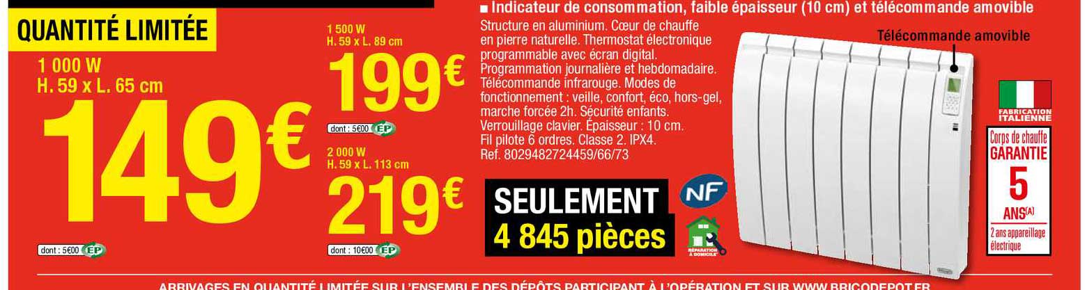 indicateur de consommation, faible épaisseur (10 cm) et télécommande amovible