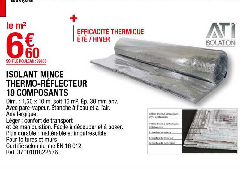 isolant mince thermo-réflecteur 19 composants