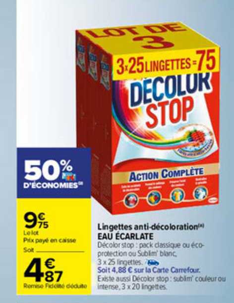 lingettes anti-décoloration eau écarlate