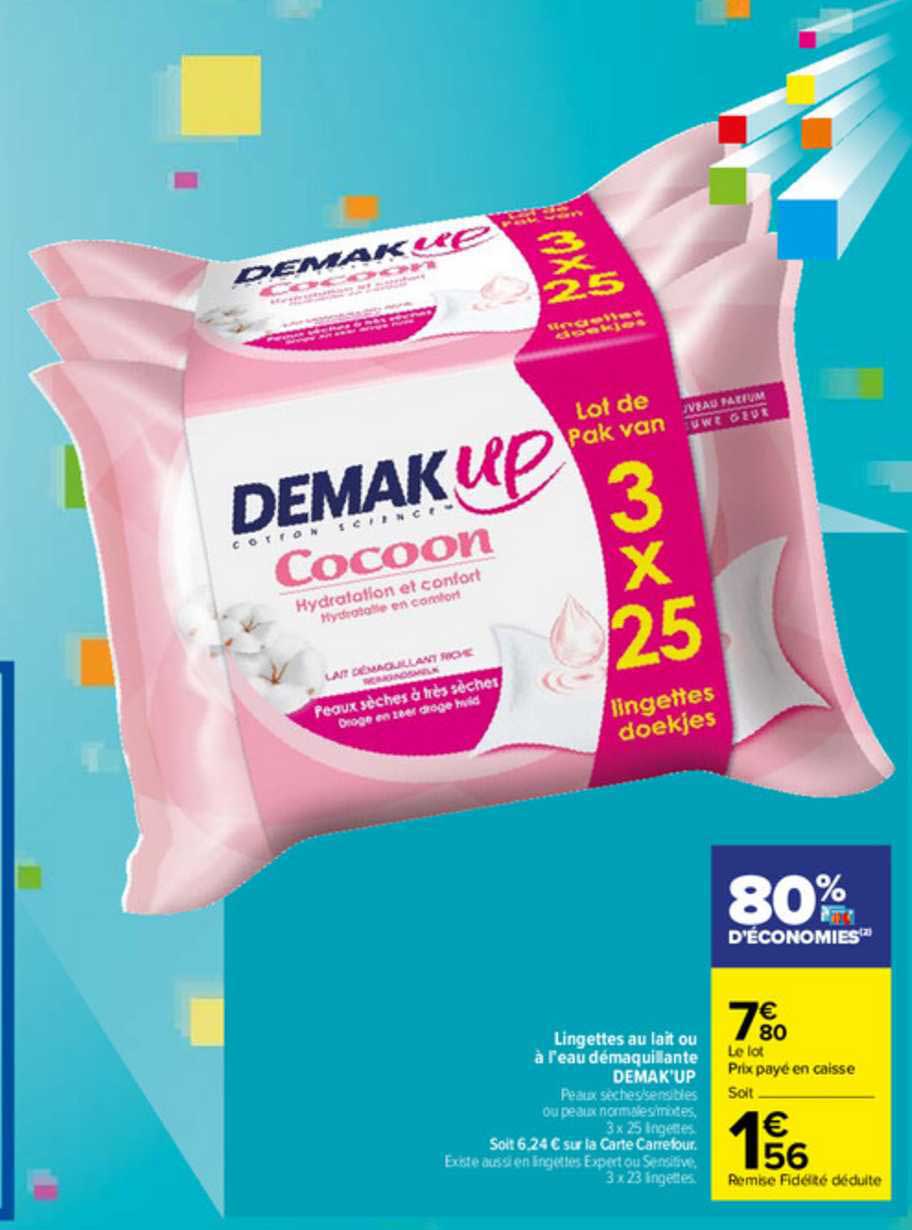 lingettes au lait ou à l'eau démaquillante demak'up