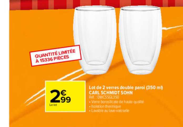 lot de 2 verres double paroi (350ml) carl schmidt sohn