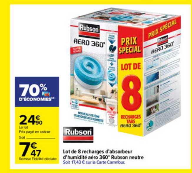 Lot De 8 Recharges D'absorbeur D'humidité Aéro 360° Rubson Neutre