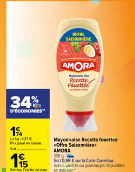 mayonnaise recette fouettée «offre saisonnière» amora