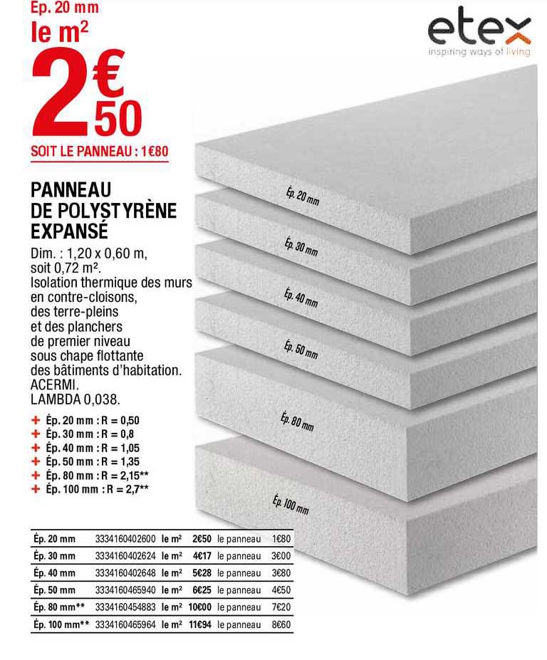 panneau de polystyrène expansé etex