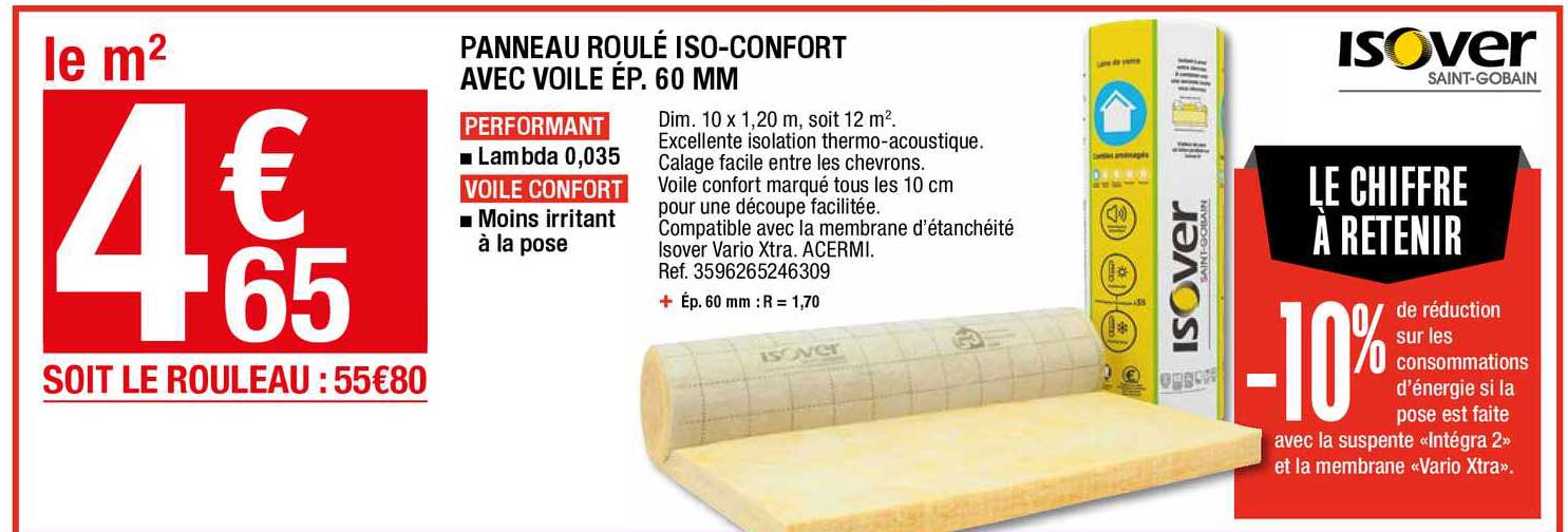 panneau roulé iso-confort avec voile ép. 60 mm