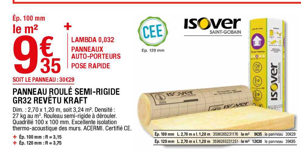 panneau roulé semi-rigide gr32 revêtu kraft