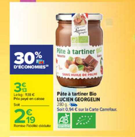 pâte à tartiner bio lucien georgelin