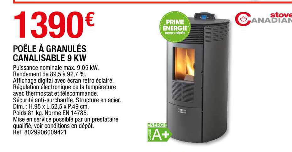 poêle à granulés canalisable 9 kw