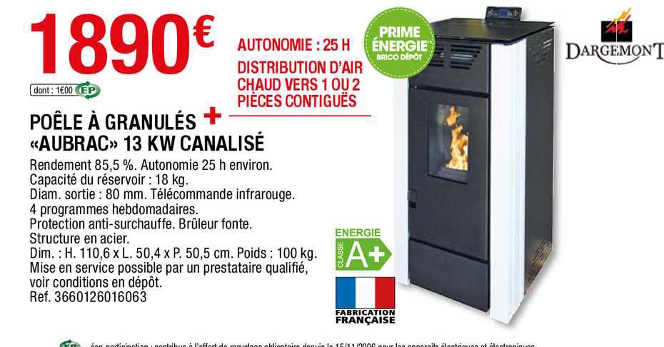 poêle à granulés «aubrac» 13 kw canalisé