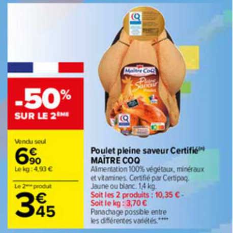 poulet pleine saveur certifié maître coq