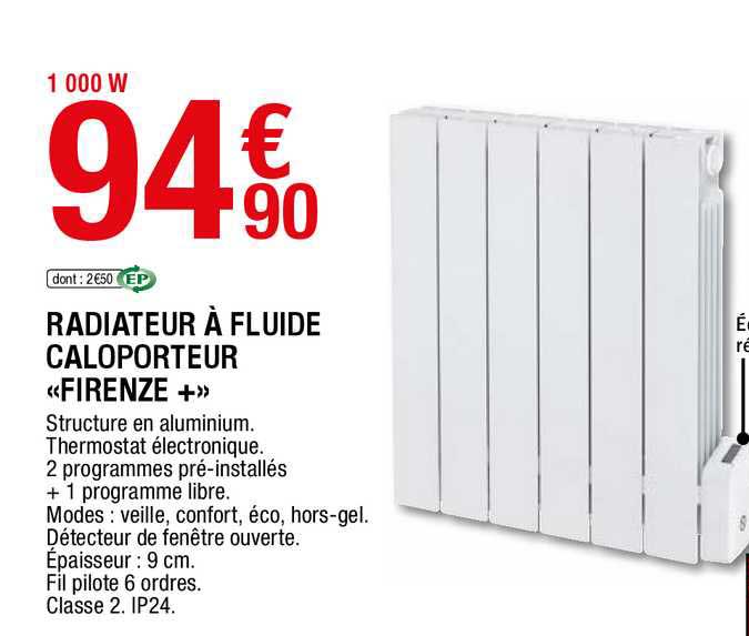 radiateur à fluide caloporteur «firenze+»