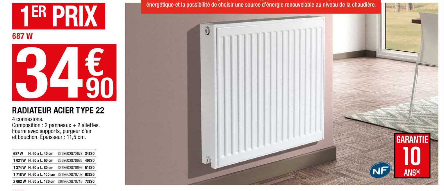 radiateur acier type 22