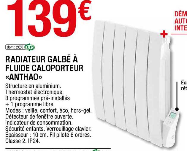 radiateur galbé à fluide caloporteur «anthao»
