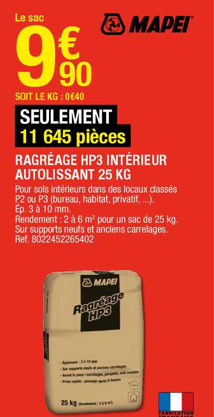Ragréage Hp3 Intérieur Autolissant 25 Kg Mapei