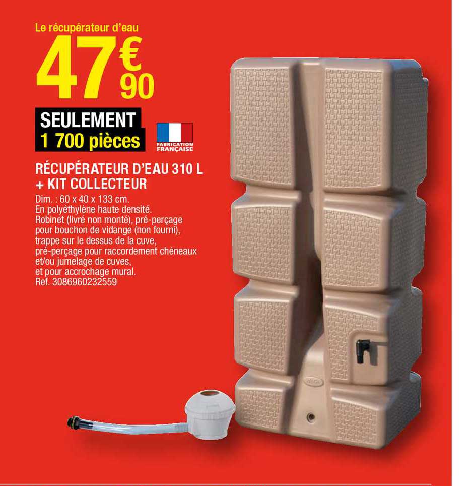 Récupérateur D'eau 310 L + Kit Collecteur