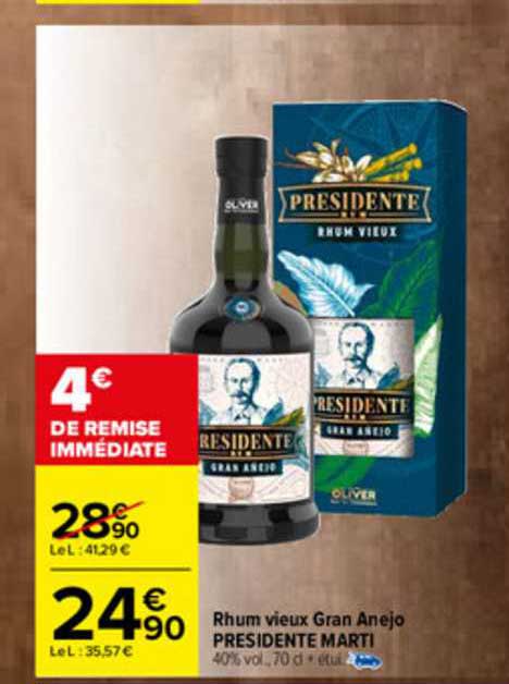 rhum vieux gran anejo présidente marti